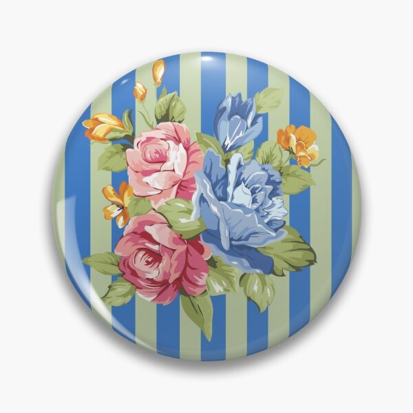 Item preview, Cabbage Roses on Stripes designed and sold by phylliswalter.