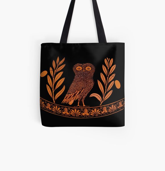 Attic Red-Figure Kalpis Owl Athena Olive All Over Print Tote Bag
