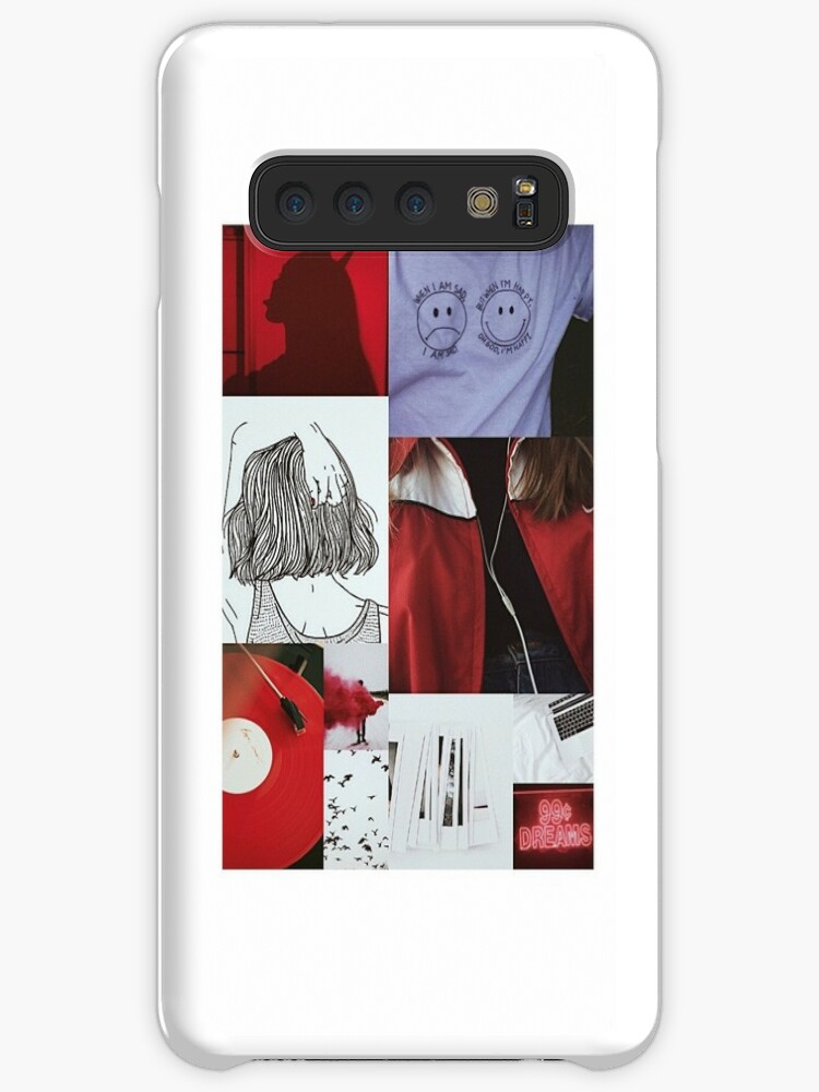 red and white aesthetic case skin for samsung galaxy by kristinxsawin redbubble redbubble