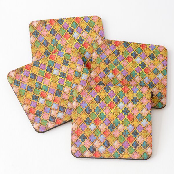 Item preview, Moroccan tile iridescent pattern golden designed and sold by Red Witch Art.