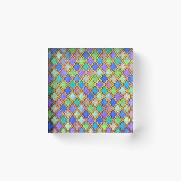 Item preview, Moroccan tile iridescent pattern green aqua designed and sold by Red Witch Art.