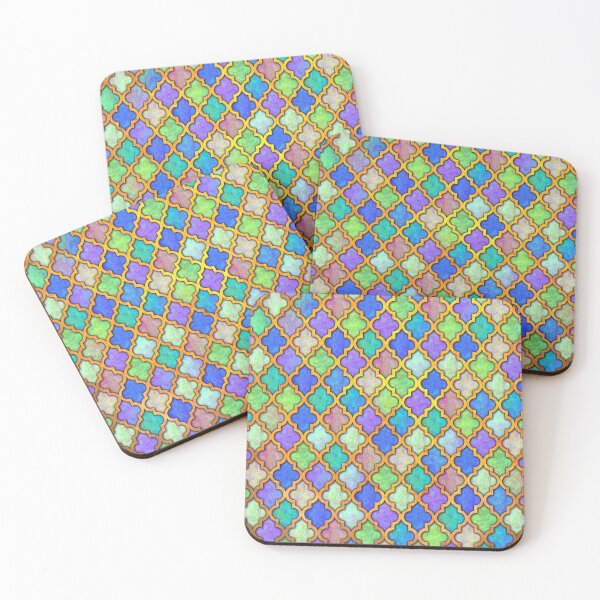 Item preview, Moroccan tile iridescent pattern green aqua designed and sold by Red Witch Art.
