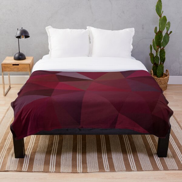 Item preview, Abstract print geometrical pattern of triangles polygon. Fabric design in marsala red colors designed and sold by fuzzyfox.