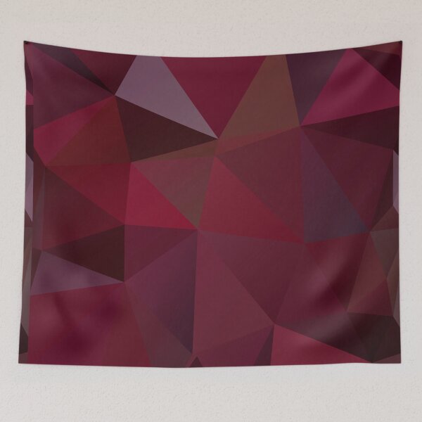 Item preview, Abstract print geometrical pattern of triangles polygon. Fabric design in marsala red colors designed and sold by fuzzyfox.