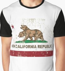 New California Republic Flag Distressed Graphic T-Shirt