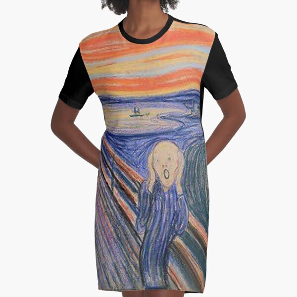 'The Scream' is an iconic painting created by Norwegian expressionist Edvard Munch, depicting a desperate human appearing to howl in pain Graphic T-Shirt Dress