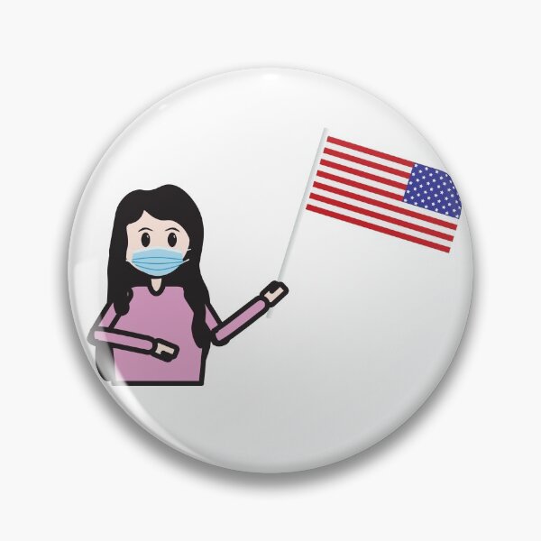 Item preview, Girl with face mask holding the USA flag designed and sold by sigdesign.