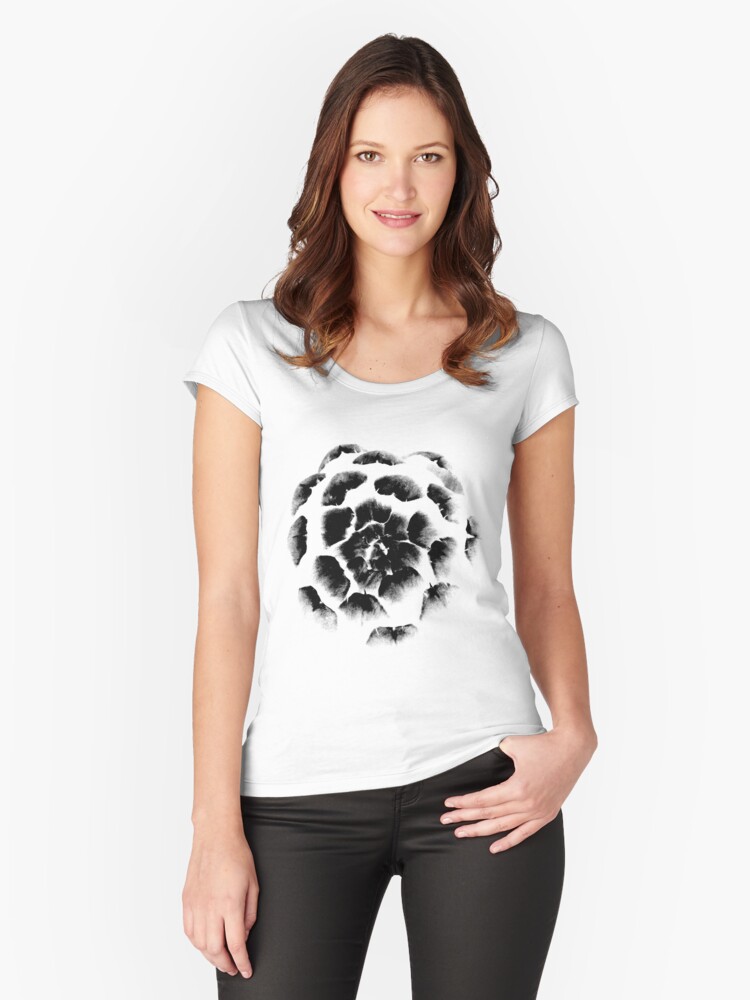 Thumbnail 1 von 3, Tailliertes Rundhals-Shirt, Artischocke schwarz designt und verkauft von lathspell.