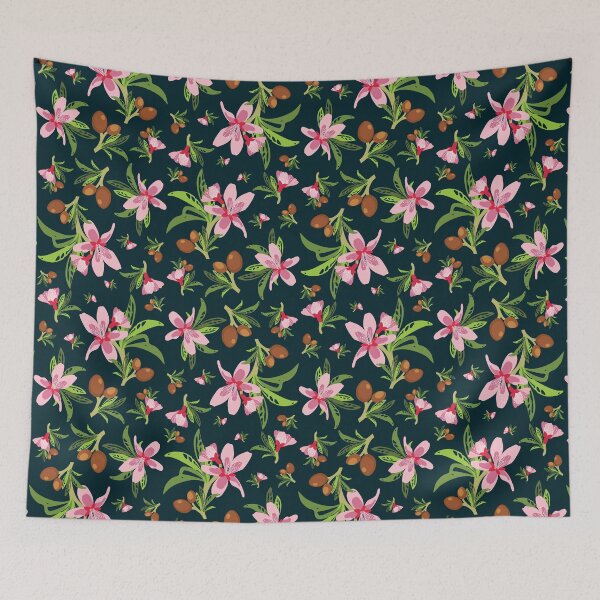 Item preview, Green & Pink Almond Flower Pattern designed and sold by lanolga.
