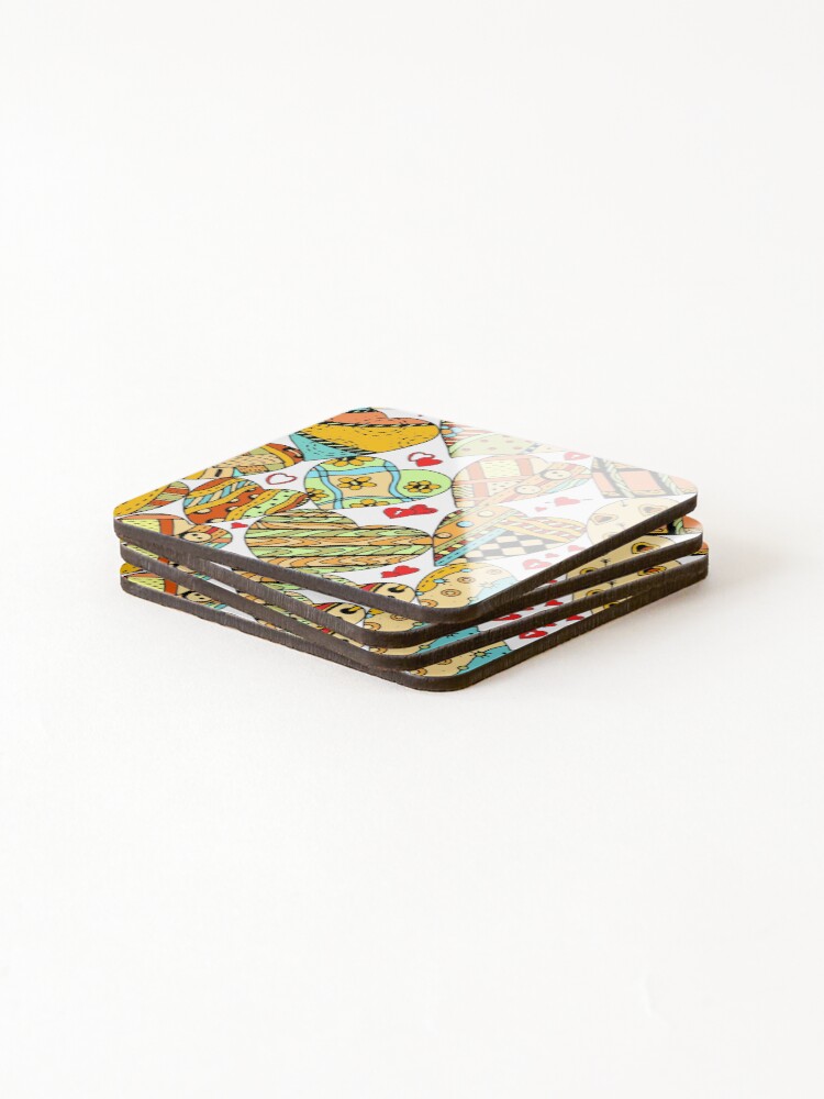 Thumbnail 4 of 5, Coasters (Set of 4), Heart Patterns In Abstract Designs designed and sold by ecdato.