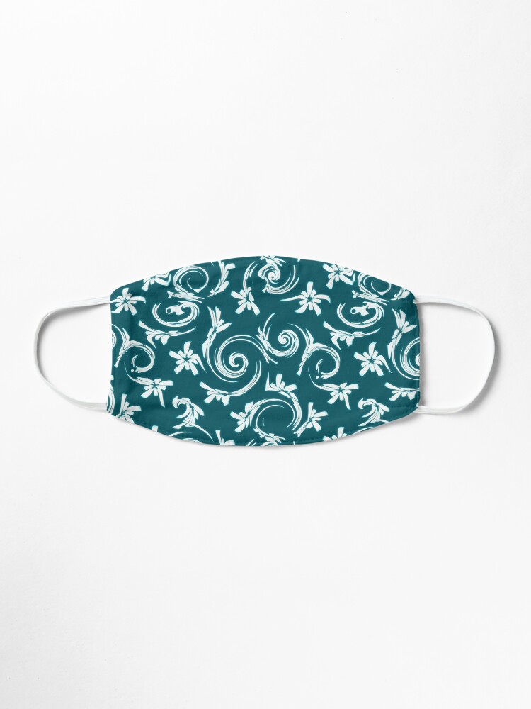 Alternate view of Stars Swirls and Spirals Teal White Pattern Mask