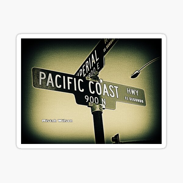 Pacific Coast Highway, El Segundo, California by Mistah Wilson Sticker