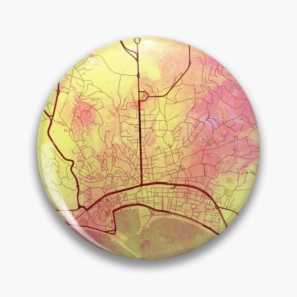 Item preview, Cannes France Street Map Art Watercolor Yellow Pink designed and sold by IvonDesign.