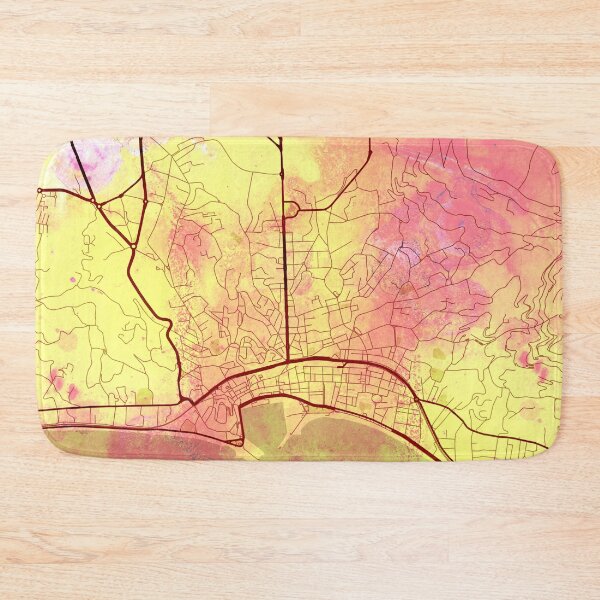 Item preview, Cannes France Street Map Art Watercolor Yellow Pink designed and sold by IvonDesign.