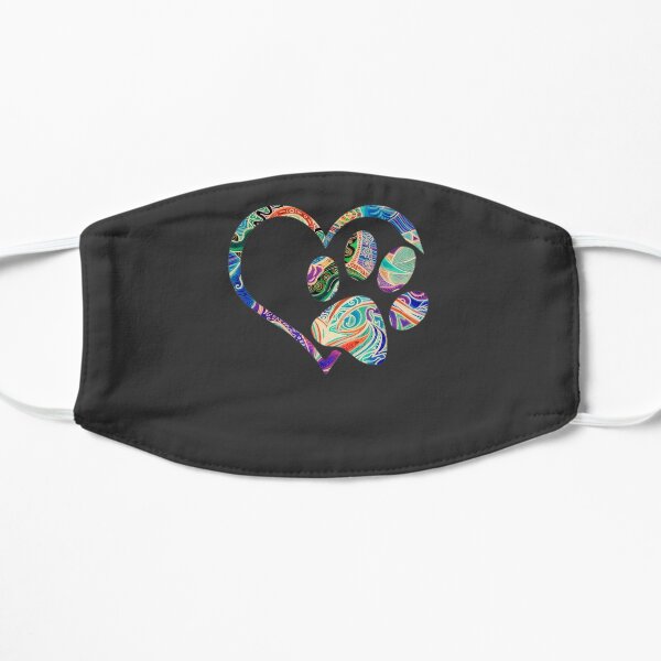 Pawprint Tie Dye Rainbow Inspired Dog Paw Patrol print gift Flat Mask