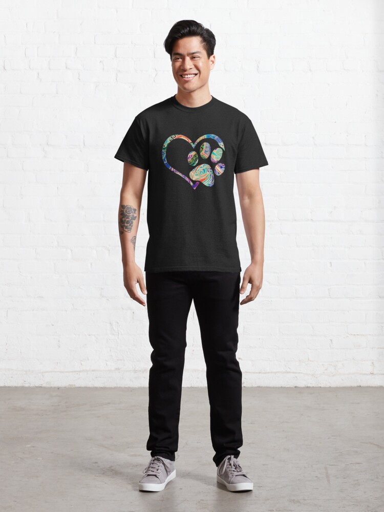 Alternate view of Pawprint Tie Dye Rainbow Inspired Dog Paw print gift Classic T-Shirt