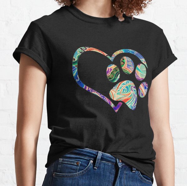 Pawprint Tie Dye Rainbow Inspired Dog Paw print gift Classic T-Shirt