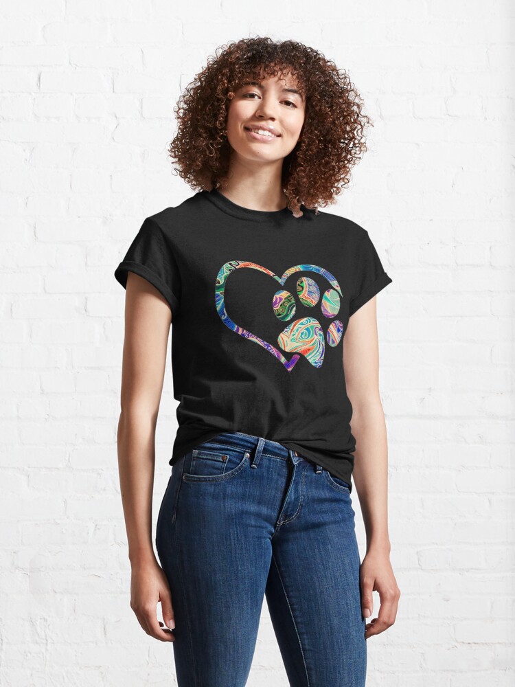 Alternate view of Pawprint Tie Dye Rainbow Inspired Dog Paw print gift Classic T-Shirt