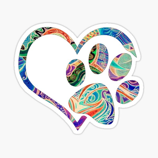 Pawprint Tie Dye Rainbow Inspired Dog Paw print gift Sticker
