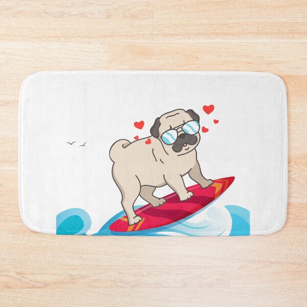 Item preview, Retro Pug Dog Lovers Beach Bum Surfboard product designed and sold by Lisbob.