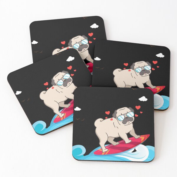 Item preview, Retro Pug Dog Lovers Beach Bum Surfboard product designed and sold by Lisbob.