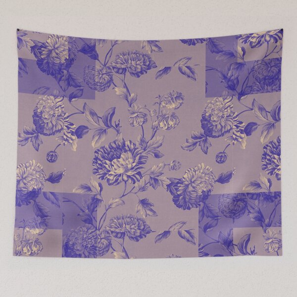 Item preview, Royal Blue cream Floral Fabric Pattern designed and sold by ItezaPatterns.