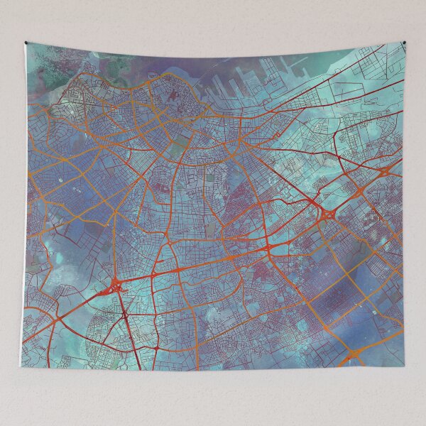Item preview, Casablanca Morocco Street Map Art Watercolor Apocalyptic designed and sold by IvonDesign.