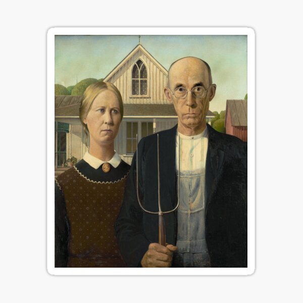 Item preview, American Gothic - Grant Wood - Painting designed and sold by stickersandtees.