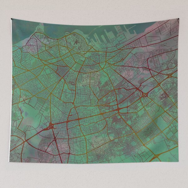 Item preview, Casablanca Morocco Street Map Art Watercolor Green Planet designed and sold by IvonDesign.