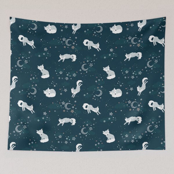Item preview, Cute arctic foxes at night designed and sold by talva_&_pen.