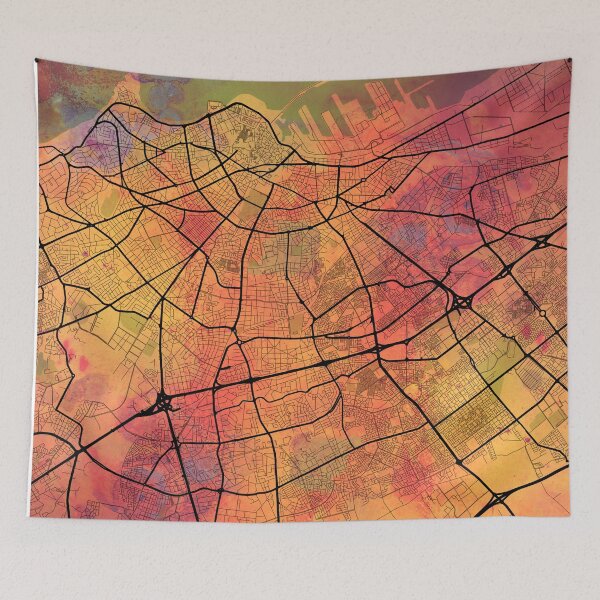 Item preview, Casablanca Morocco Street Map Art Watercolor Lava Explosion designed and sold by IvonDesign.