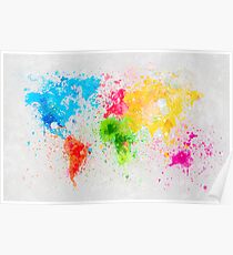 world map painting Poster