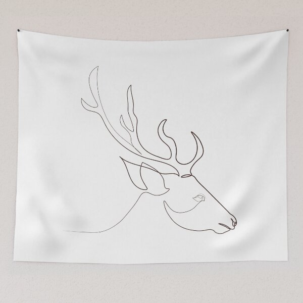 Item preview, Continuous line deer wildlife nature simple Christmas illustration one line hand drawn designed and sold by Momixzaaa.