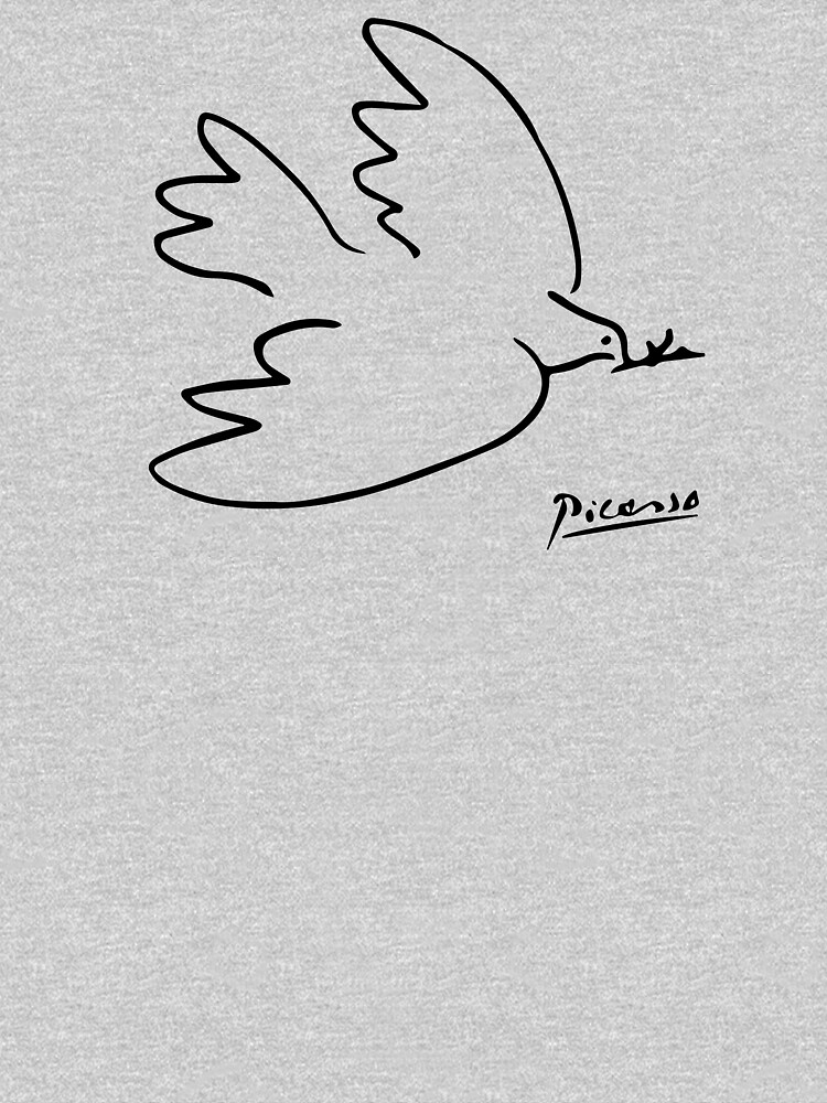Pablo Picasso Dove Of Peace Line Drawing Sketch Artwork for Prints Tshirts Posters Bags Women Men Kids by clothorama