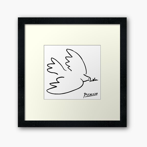 Pablo Picasso Dove Of Peace Line Drawing Sketch Artwork for Prints Tshirts Posters Bags Women Men Kids Framed Art Print