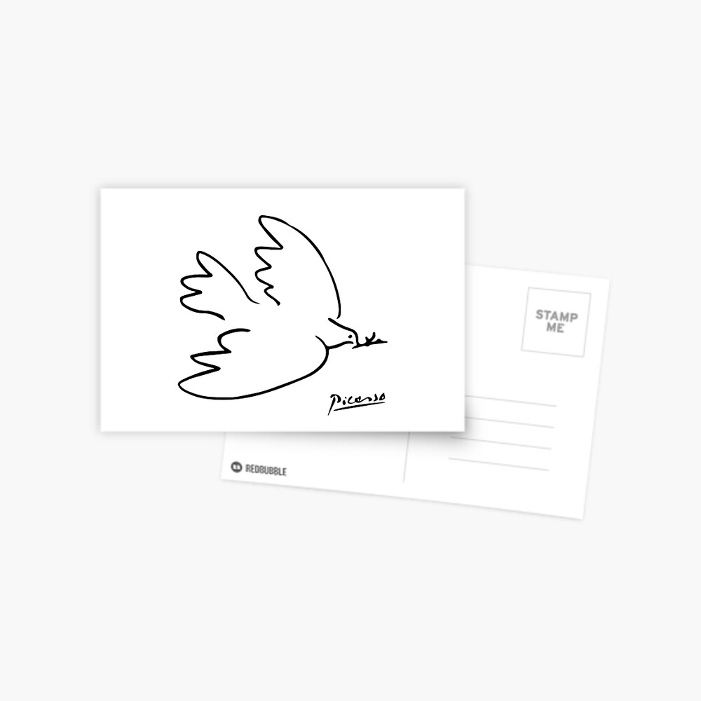 Pablo Picasso Dove Of Peace Line Drawing Sketch Artwork for Prints Tshirts Posters Bags Women Men Kids Postcard