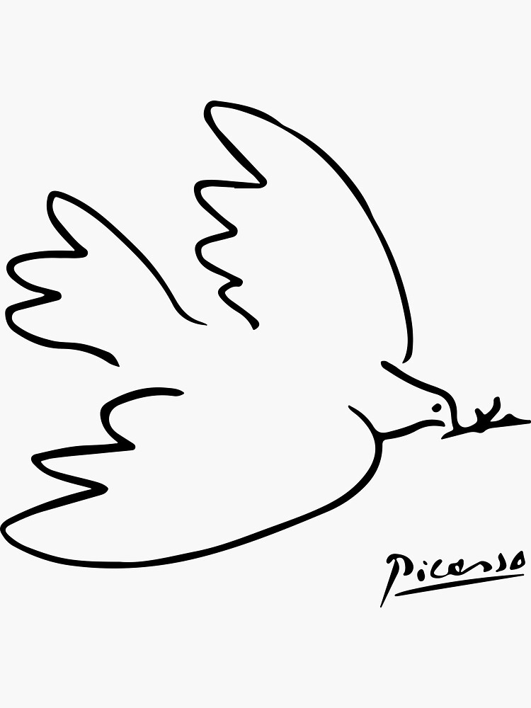 Pablo Picasso Dove Of Peace Line Drawing Sketch Artwork for Prints Tshirts Posters Bags Women Men Kids by clothorama