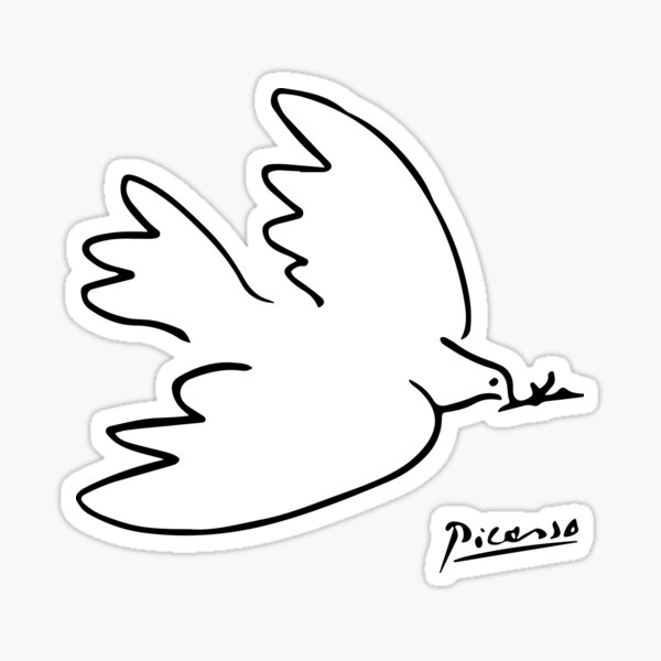 Pablo Picasso Dove Of Peace Line Drawing Sketch Artwork for Prints Tshirts Posters Bags Women Men Kids Sticker