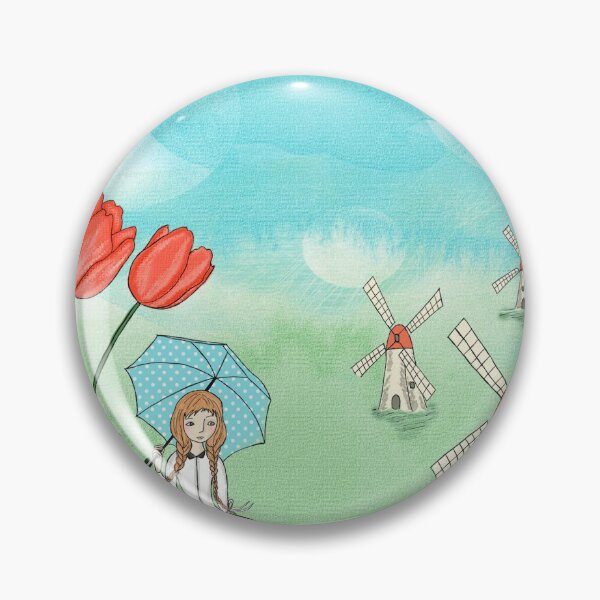 Item preview, Girl with Tulips and Mills - Netherlands Travel designed and sold by Sonka Sushilov.