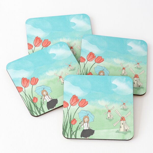 Item preview, Girl with Tulips and Mills - Netherlands Travel designed and sold by Sonka Sushilov.