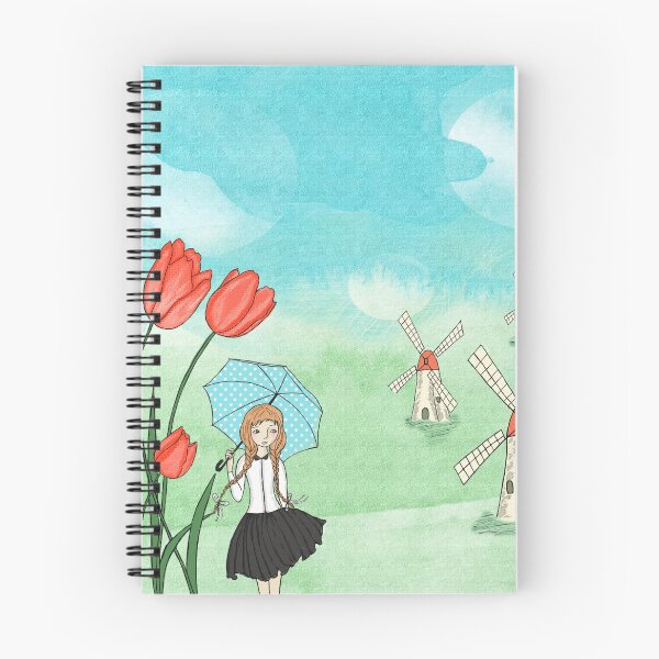 Item preview, Girl with Tulips and Mills - Netherlands Travel designed and sold by Sonka Sushilov.