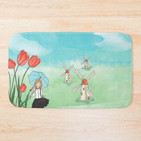 Item preview, Girl with Tulips and Mills - Netherlands Travel designed and sold by Sonka Sushilov.