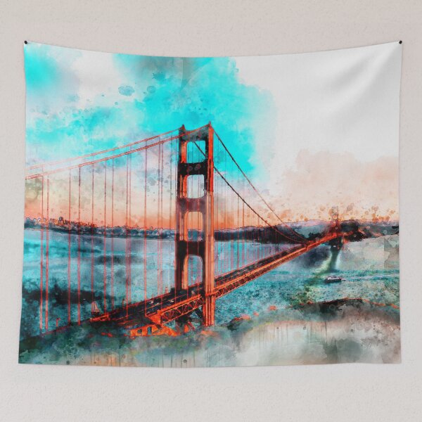 Item preview, Golden Gate Bridge watercolor painting designed and sold by Stylizing4You.