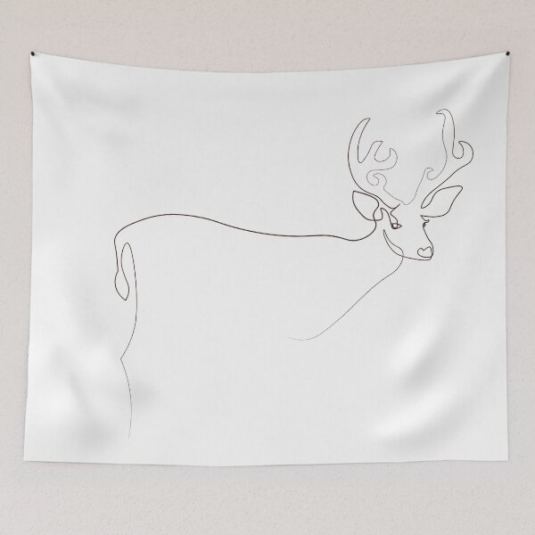 Item preview, Continuous line deer wildlife nature simple Christmas illustration one line hand drawn designed and sold by Momixzaaa.