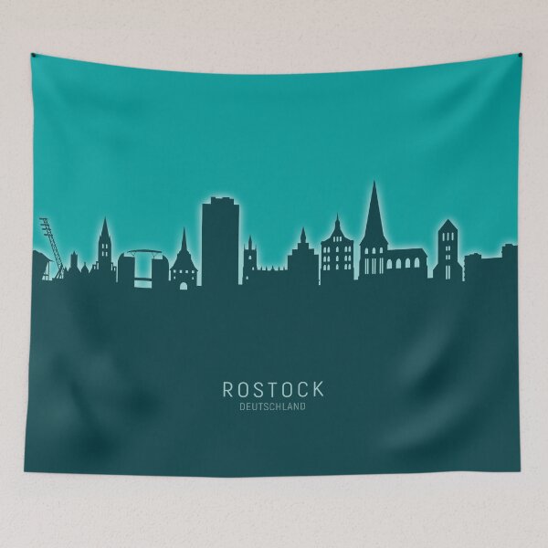 Item preview, Rostock Germany Skyline designed and sold by ArtPrints.