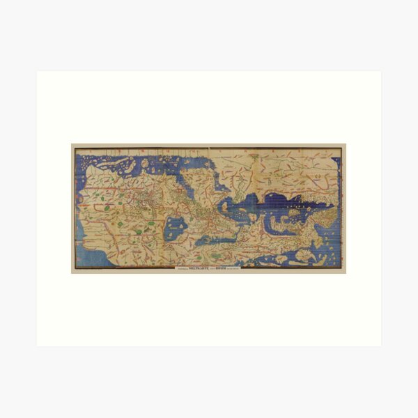 Edrisi world map 12 century Tabula Rogeriana Art Print