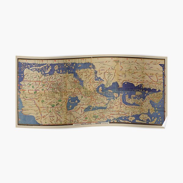 Edrisi world map 12 century Tabula Rogeriana Poster