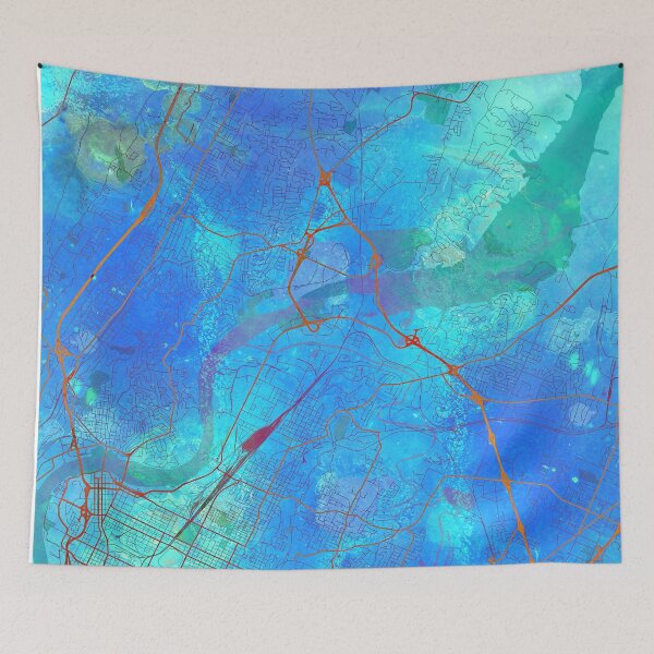 Item preview, Chattanooga Tennessee Street Map Art Watercolor Blue Lounge designed and sold by IvonDesign.