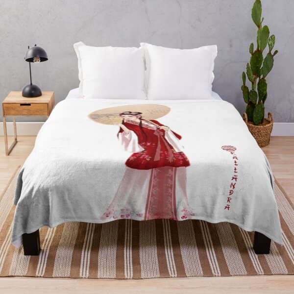 Item preview, China Art Print - Portrait of a young Chinese lady with a red umbrella designed and sold by Kallandra.