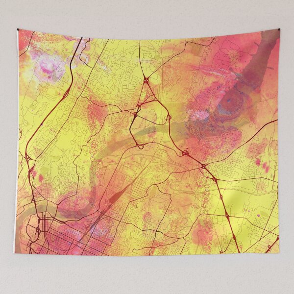 Item preview, Chattanooga Tennessee Street Map Art Watercolor Lava Explosion designed and sold by IvonDesign.